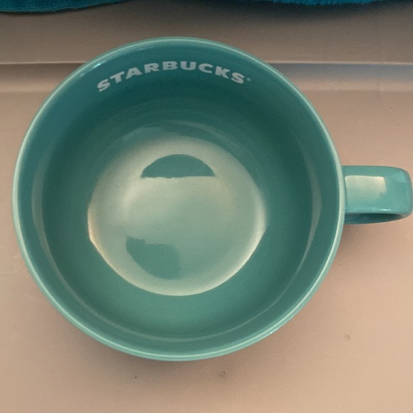 Starbucks Christmas Holiday 2022 Green Teal Woodland Wide Low Mug Cup -NWT - Picture 2 of 4